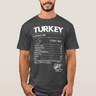 Camiseta Turkey Nutritional Factshanksgiving Food Recipe fr