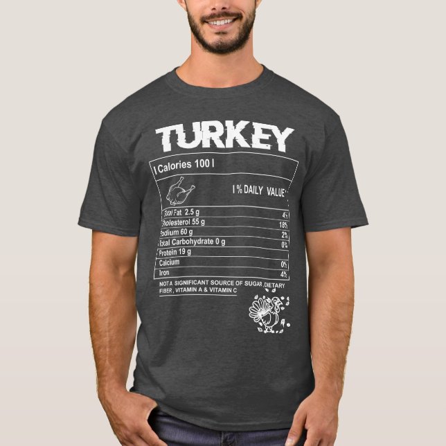 Camiseta Turkey Nutritional Factshanksgiving Food Recipe fr (Frente)