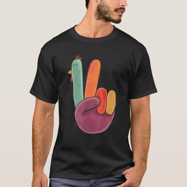 Camiseta Turkey Peace Sign Thanksgiving (Frente)