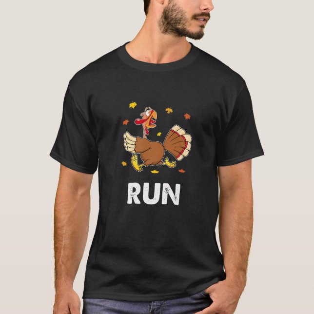 Camiseta Turkey Run Costume Thanksgiving Running Turkey Tro (Frente)