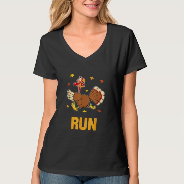 Camiseta Turkey Run Costume Thanksgiving Running Turkey Tro (Frente)