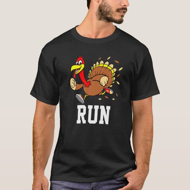Camiseta Turkey Run Costume Thanksgiving Running Turkey Tro (Frente)