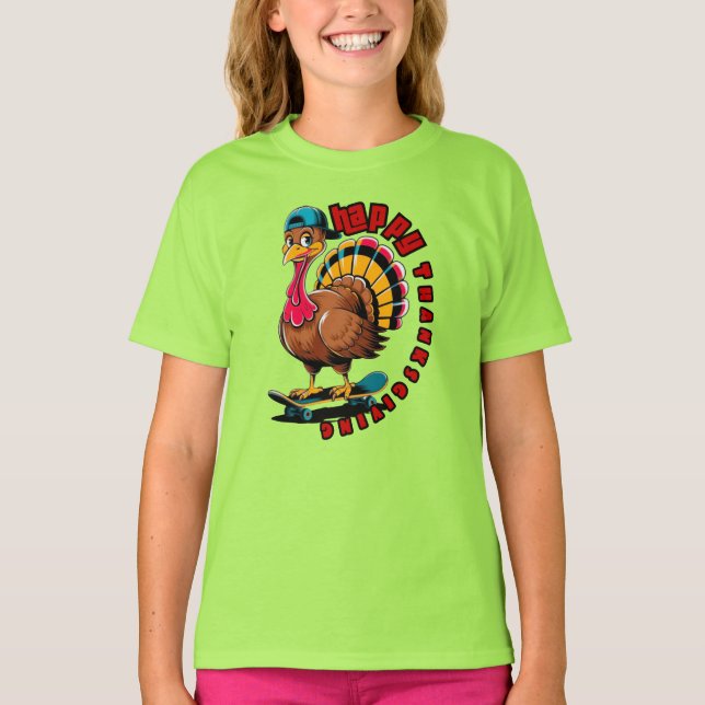 Camiseta Turkey skateboard  Thanksgiving gift  (Frente)