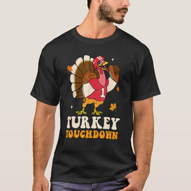 Camiseta Turkey Touchdown Football Autumn Fall Thanksgiving (Frente)