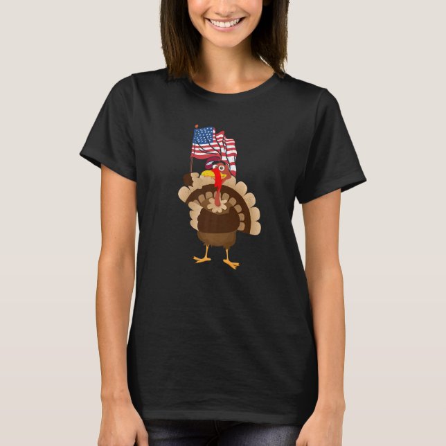 Camiseta Turkey USA Flag Thanks Giving American  Thanksgivi (Frente)