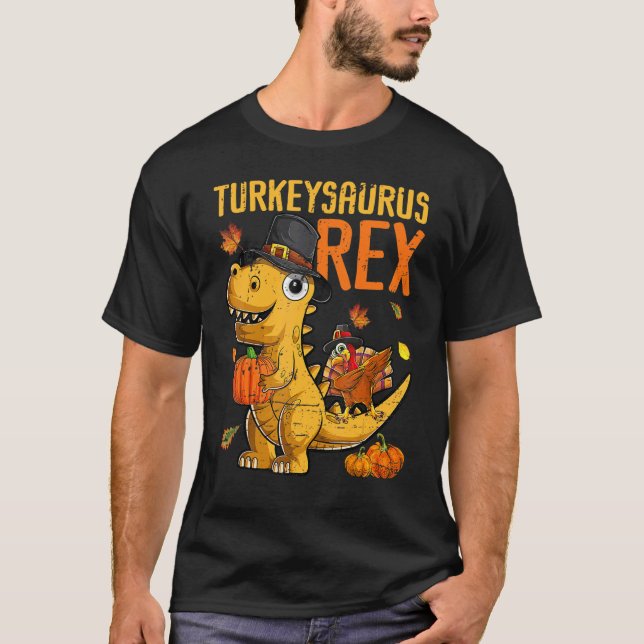 Camiseta Turkeysaurus Rex Dab Turkey Dino Toddler Boys Than (Frente)