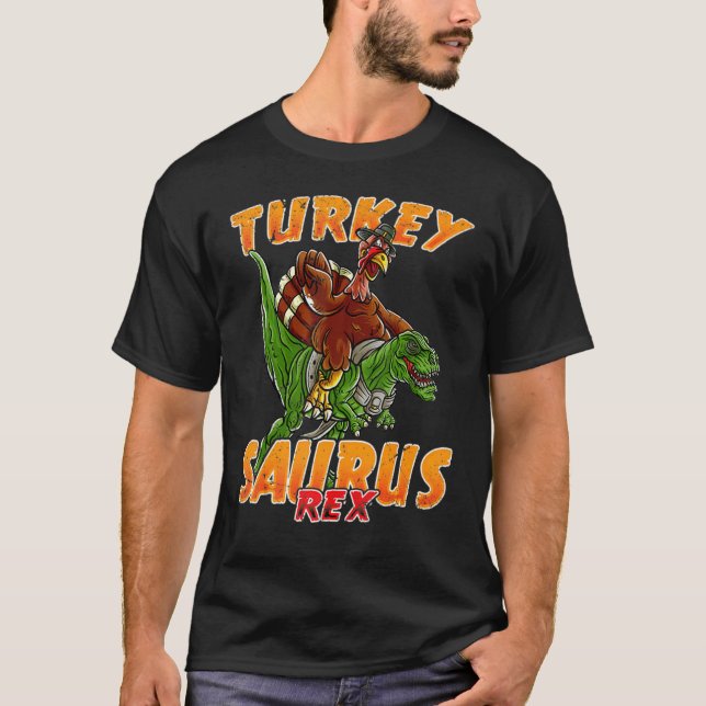 Camiseta Turkeysaurus Rex Thanksgiving Turkey Dinosaurs Pil (Frente)