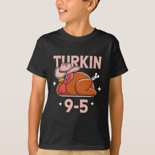 Camiseta Turkin' 9 a 5 Fofo Outono Ocidental Dia de Ação de