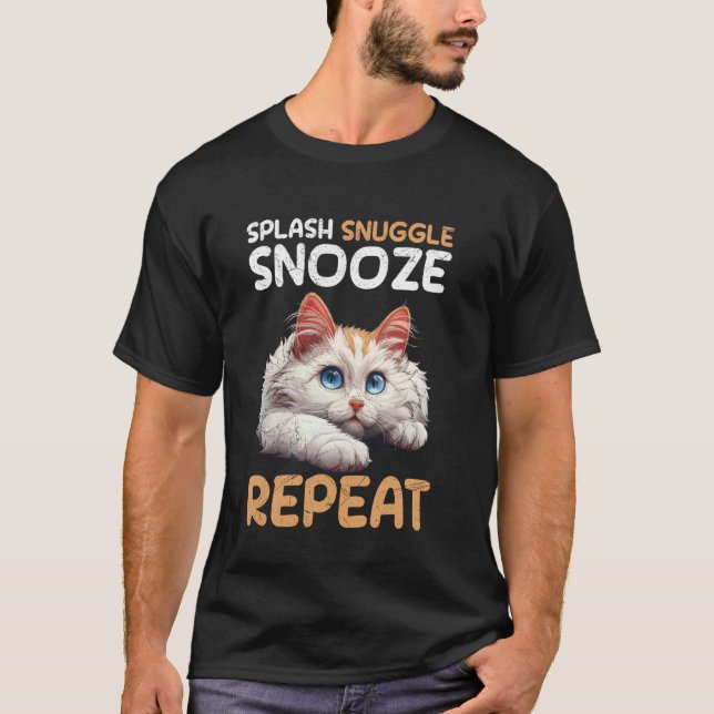 Camiseta Turkish Van SPLASH SNUGGLE SNOOZE REPEAT Funny Swi (Frente)