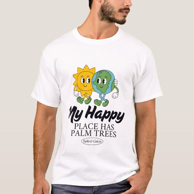 Camiseta Turks e Caicos: meu lugar feliz (Frente)