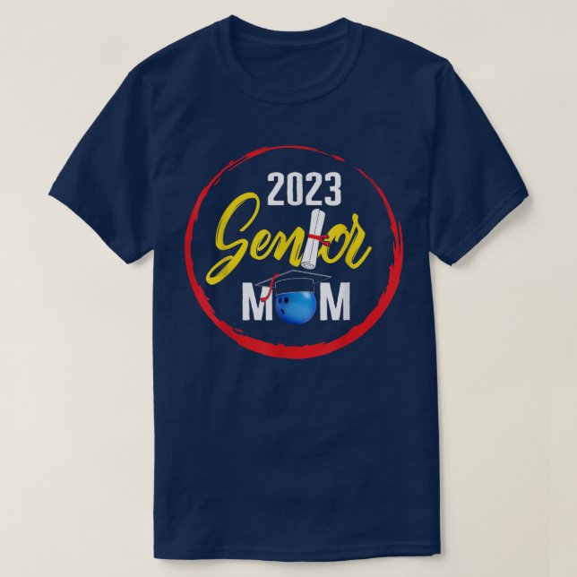 Camiseta Turma de 2023 Mãe de Boliche Senior Graduação Grad (Frente do Design)