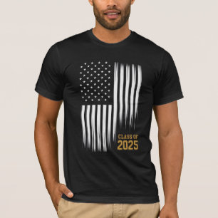 Camiseta Turma De 2025 Bandeira Americana De Formatura Seni