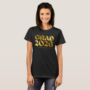 Camiseta Turma de 2026 2 Tipografia Preto e Dourado