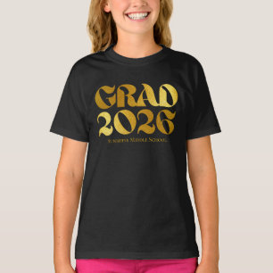 Camiseta Turma de 2026 Tipografia Preto e Dourado Ensino Mé