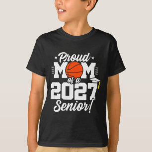 Camiseta Turma de 2027 ano sênior basquete mãe orgulhosa