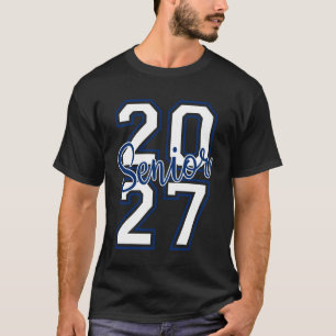 Camiseta Turma de 2027 Senior Varsity Branco Azul-Marinho E