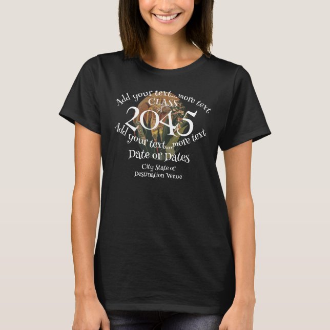 Camiseta Turma de 2045 Celebração da Festa do Seu Ano Gradu (Frente)