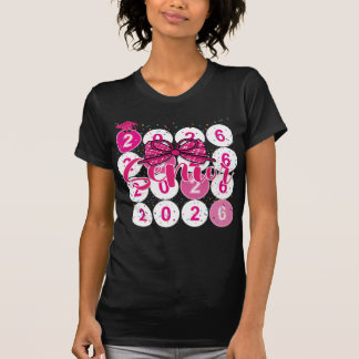 Camiseta Turma de formatura de 2026 Laço Rosa Coquette Seni