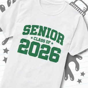 Camiseta Turma de Formatura de 2026 Verde Graduação Bold Mi