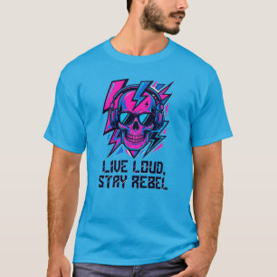 Camiseta Turn It Up Skull – Viva Alto, Permaneça R