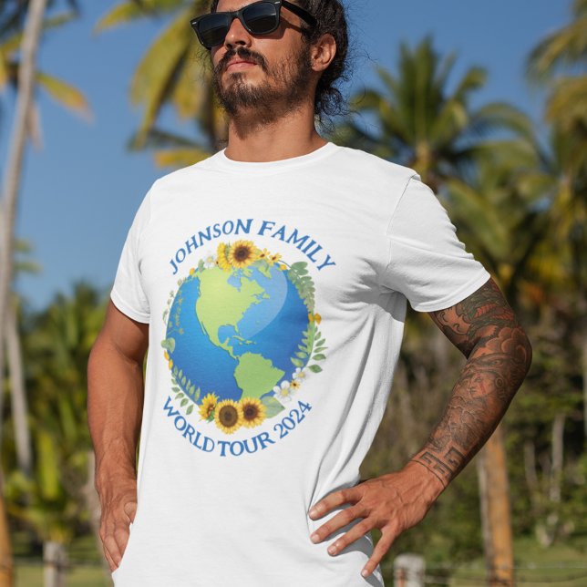 Camiseta Turnê mundial personalizado pela Terra em Sunflowe (Criador carregado)