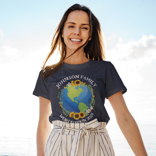Camiseta Turnê mundial personalizado Terras e flores Viagem