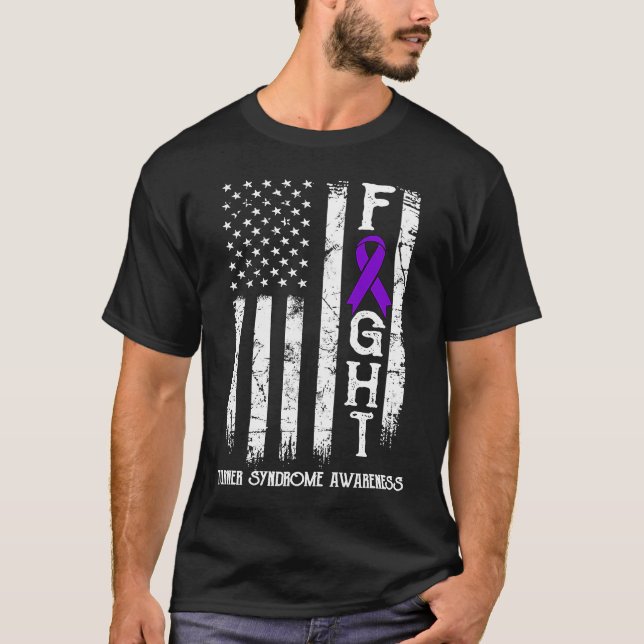 Camiseta Turner Syndrome Warrior EUA Flag (Frente)