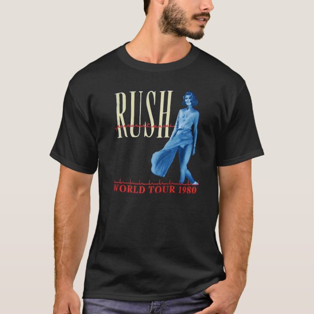 Camiseta Turnês clássico de rushh 1980 (Frente)