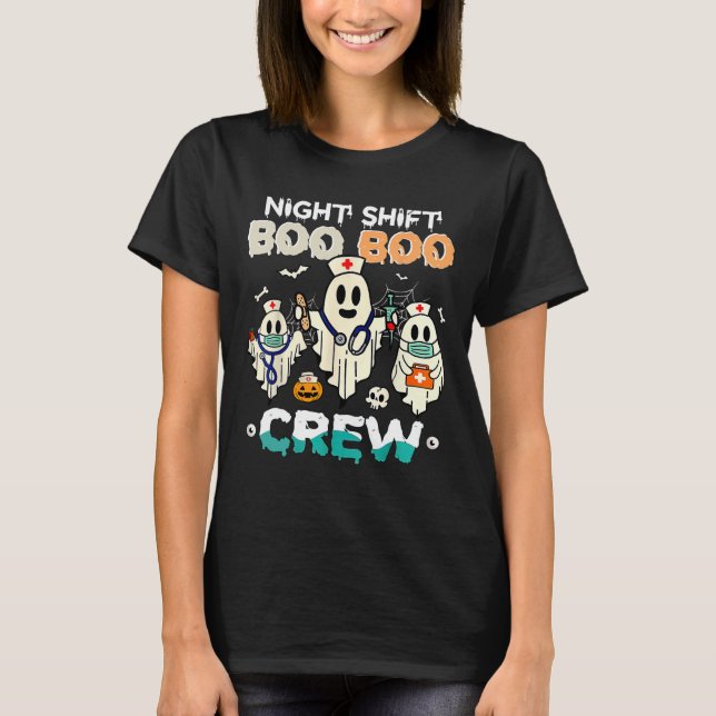 Camiseta Turno Boo Crew Enfermeira Ghost Halloween Enfermei (Frente)