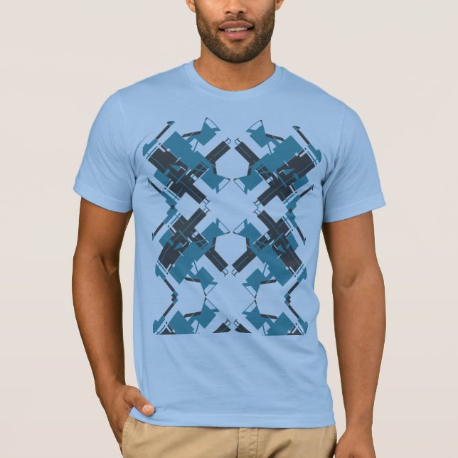 Camiseta Turquesa Carvões de Criscross Abstrato (Frente)