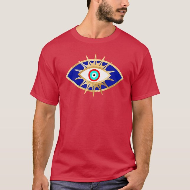 Camiseta Turquesa de Terceiro Olho e Dourada Olheira (Frente)