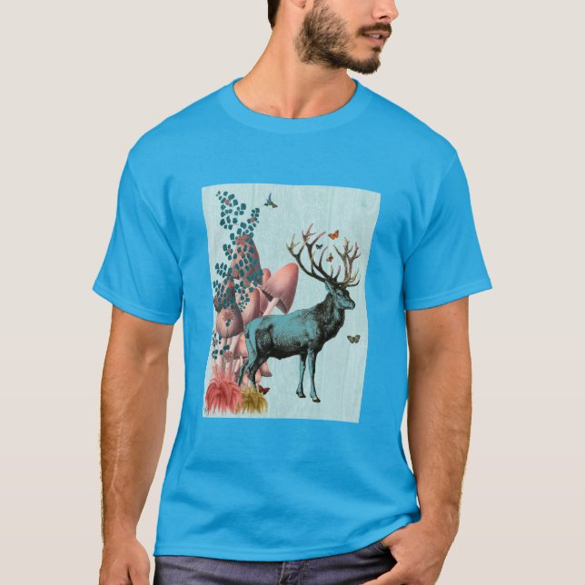 Camiseta Turquesa Deer na Floresta dos Cogumelos 2 (Frente)