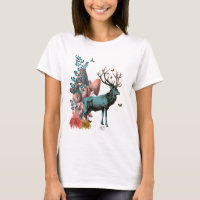 Turquesa Deer na Floresta Mushroom