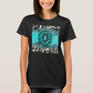 Camiseta Turquesa Gemstone Cowhide Leopardo Ocidental