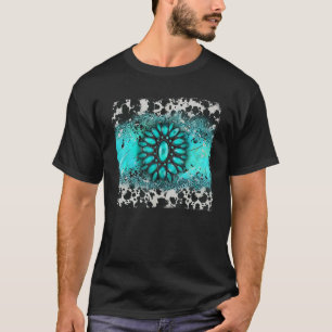 Camiseta Turquesa Pedra Preciosa Couro de Vaca Leopardo Oci