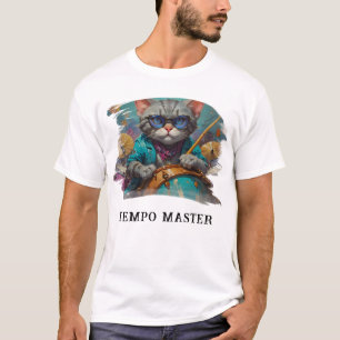 Camiseta *~* Turquesa Percussionista Legal Drummer Cat AP91
