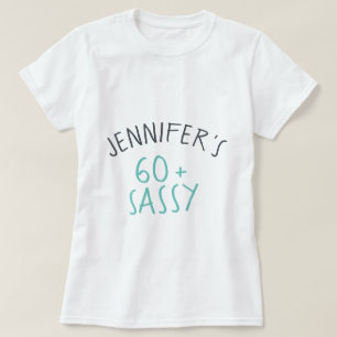 Camiseta Turquesa Real 60 Negra Sassy Aniversário Moderno