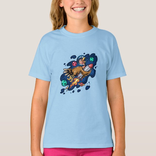 Camiseta Turquia a Andar por um foguete espacial em T-Shirt (Frente)