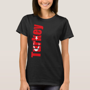 Camiseta Turquia com cores de bandeira no lado de