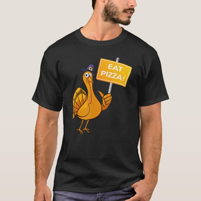 Camiseta Turquia Comeu Pizza Ação De Graças Para Vegan Vege (Frente)