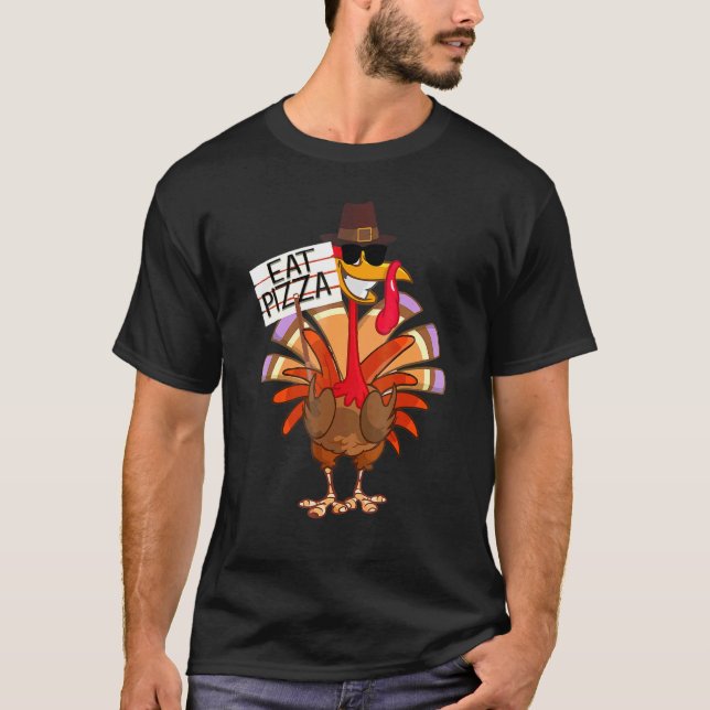 Camiseta Turquia Comeu Pizza Adulto Vegan Kids Ação de Graç (Frente)
