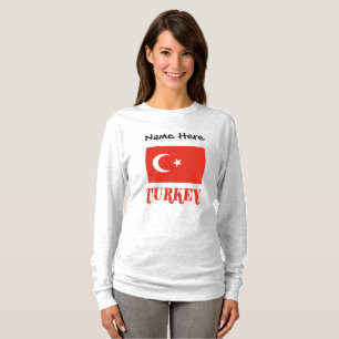 Camiseta Turquia e bandeira turca personalizada feminina