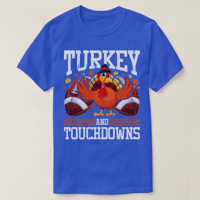 Camiseta Turquia e touchdowns Ação de Graças (Frente do Design)
