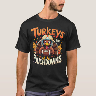 Camiseta Turquia e touchdowns Um engraçado peru de Ação de