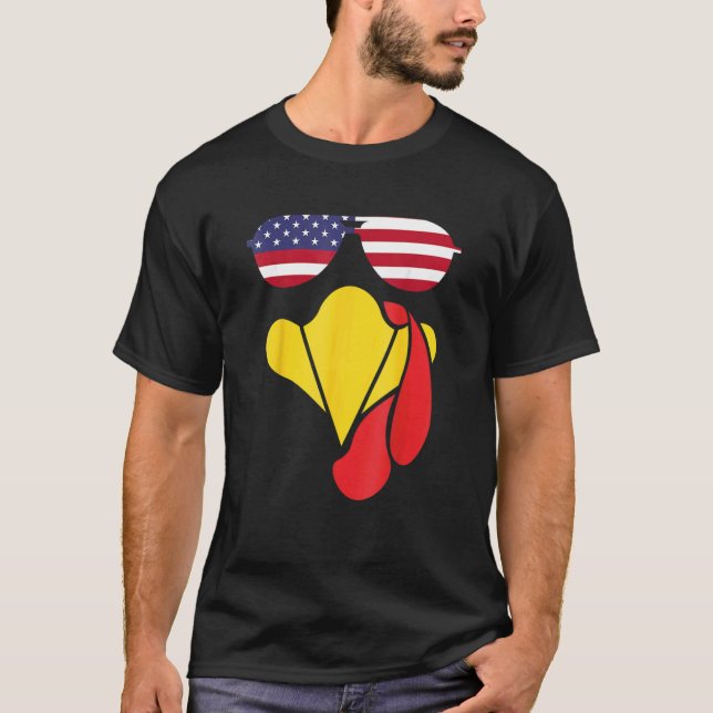 Camiseta Turquia Enfrenta Ação de Graças Bandeira Dos Eua (Frente)