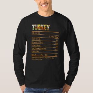 Camiseta Turquia Fatos Nutricionais Fatos de Ação de Graças