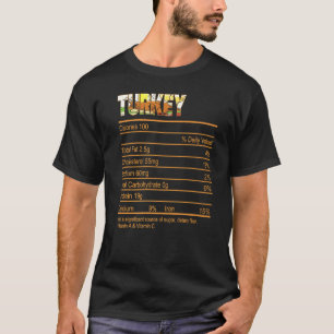 Camiseta Turquia Fatos Nutricionais Fatos de Ação de Graças