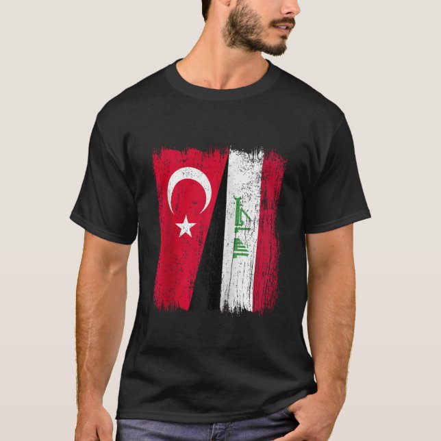 Camiseta Turquia Iraque Half Flag Turco Iraqi Jersey Zip (Frente)