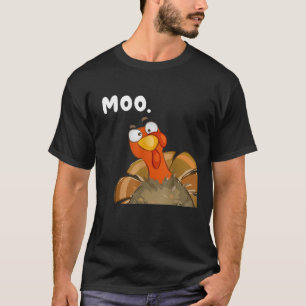 Camiseta Turquia Moo Engraçado Ação De Graças Vaca Falsa Pa