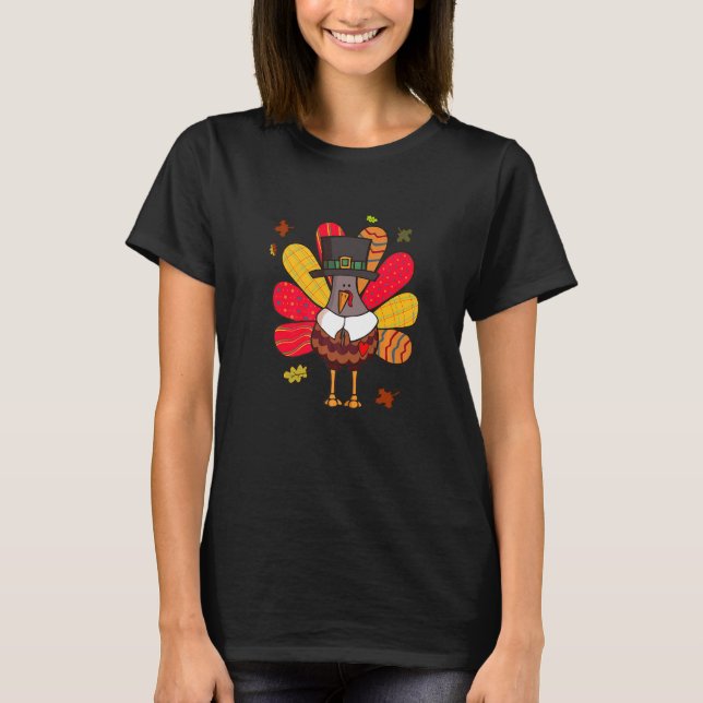 Camiseta Turquia Peregrino Feliz Ação De Graças Para Mulher (Frente)